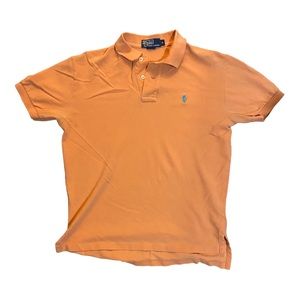 Polo Ralph Lauren Polo Shirt Men Adult Large Orange Pony Blue